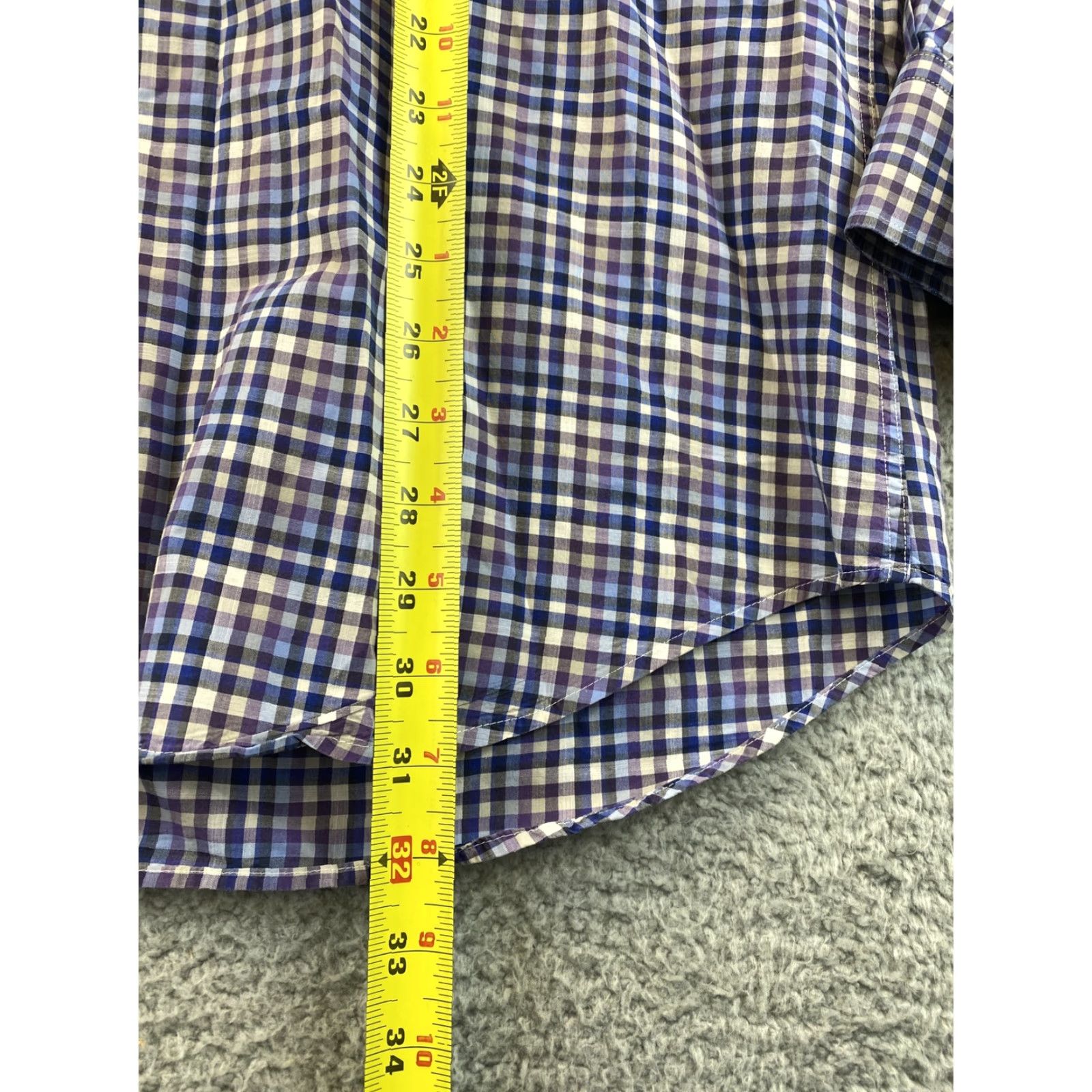 Peter Millar Peter Millar Button-Up Shirt Mens XL Purple Checkered Dress Shirt / 79-13 Size 46R - 7 Thumbnail