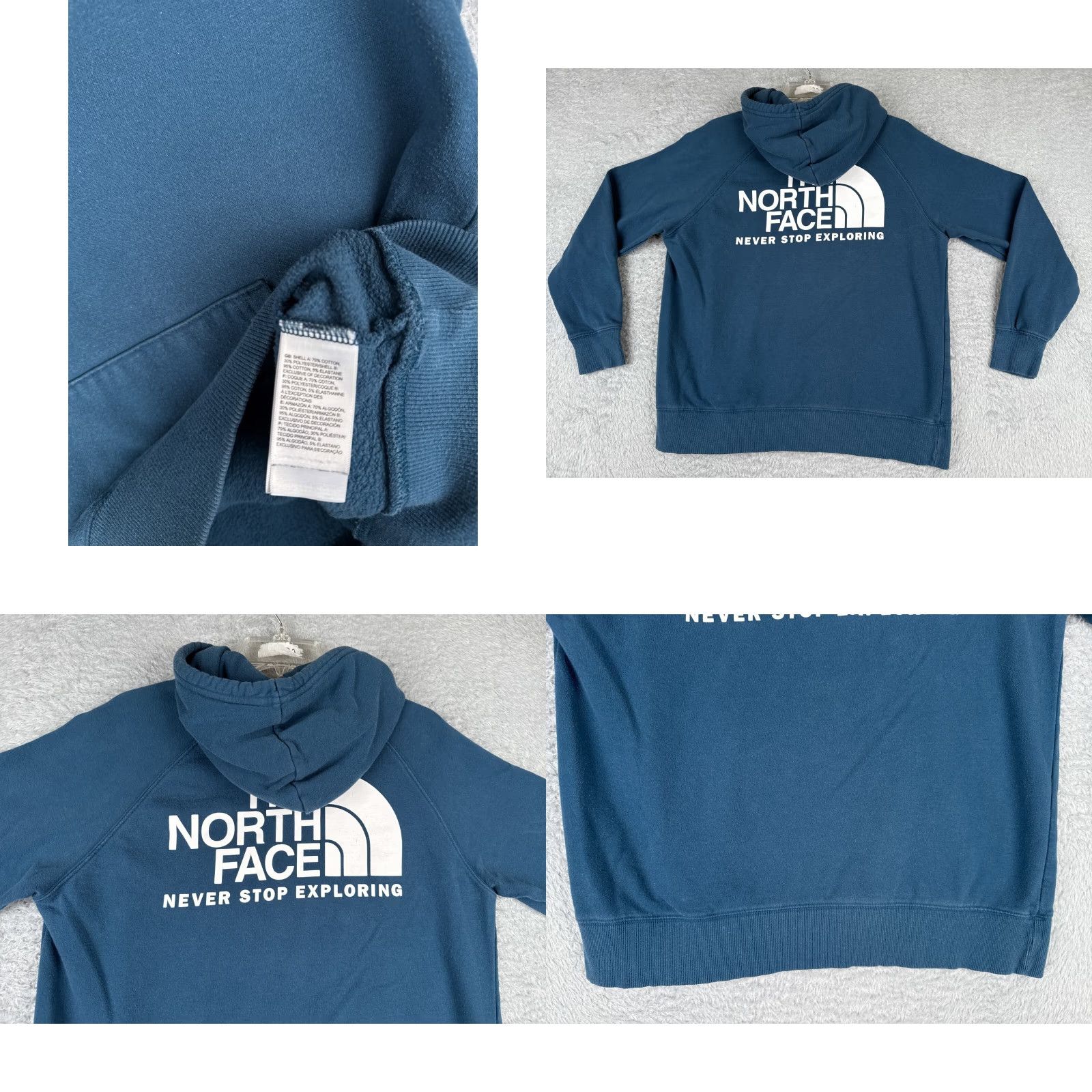 The North Face The North Face Hoodie Women L Blue Pullover Jersey Cotton Fabric Logo Casual Activewear Size L / US 10 / IT 46 - 9 Thumbnail