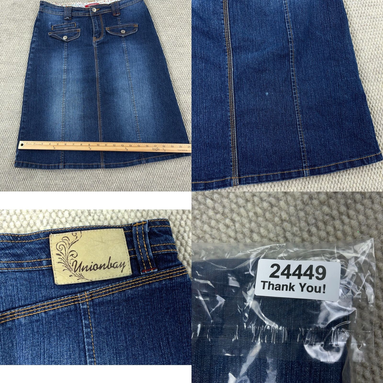 Vintage VINTAGE UNIONBAY Skirt Women 7 Denim Midi Blue A-Line Casual Womens 90s 2000s Reading: Short, Mid Rise, Pockets, Logo Size 28" / US 6 / IT 42 - 8 Thumbnail