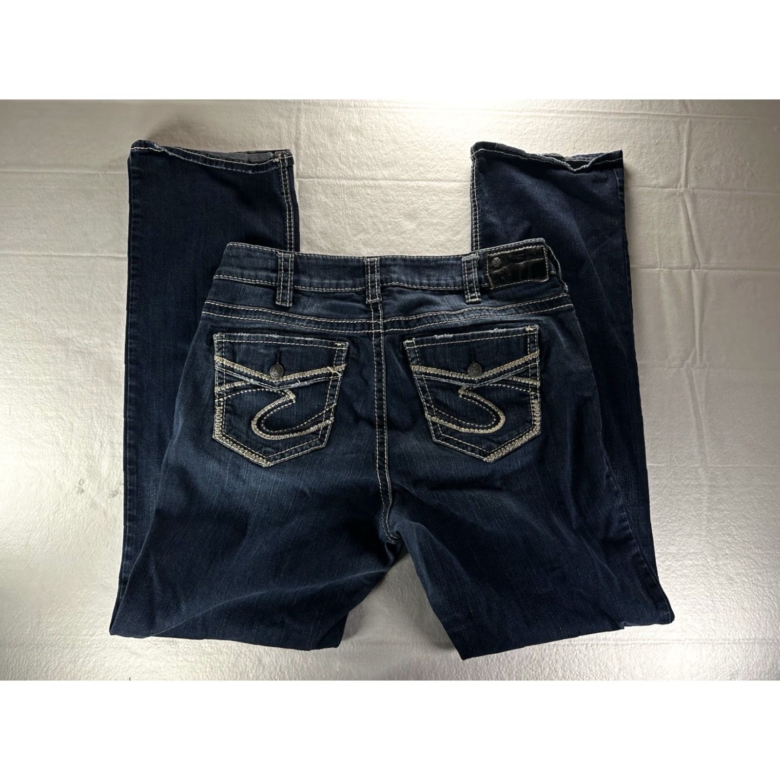 Silver Jeans Co. Silver Jeans Suki Womens Jeans 34x33 Slim Boot Dark Wash Stretch Denim Size 30" / US 8 / IT 44 - 2 Thumbnail