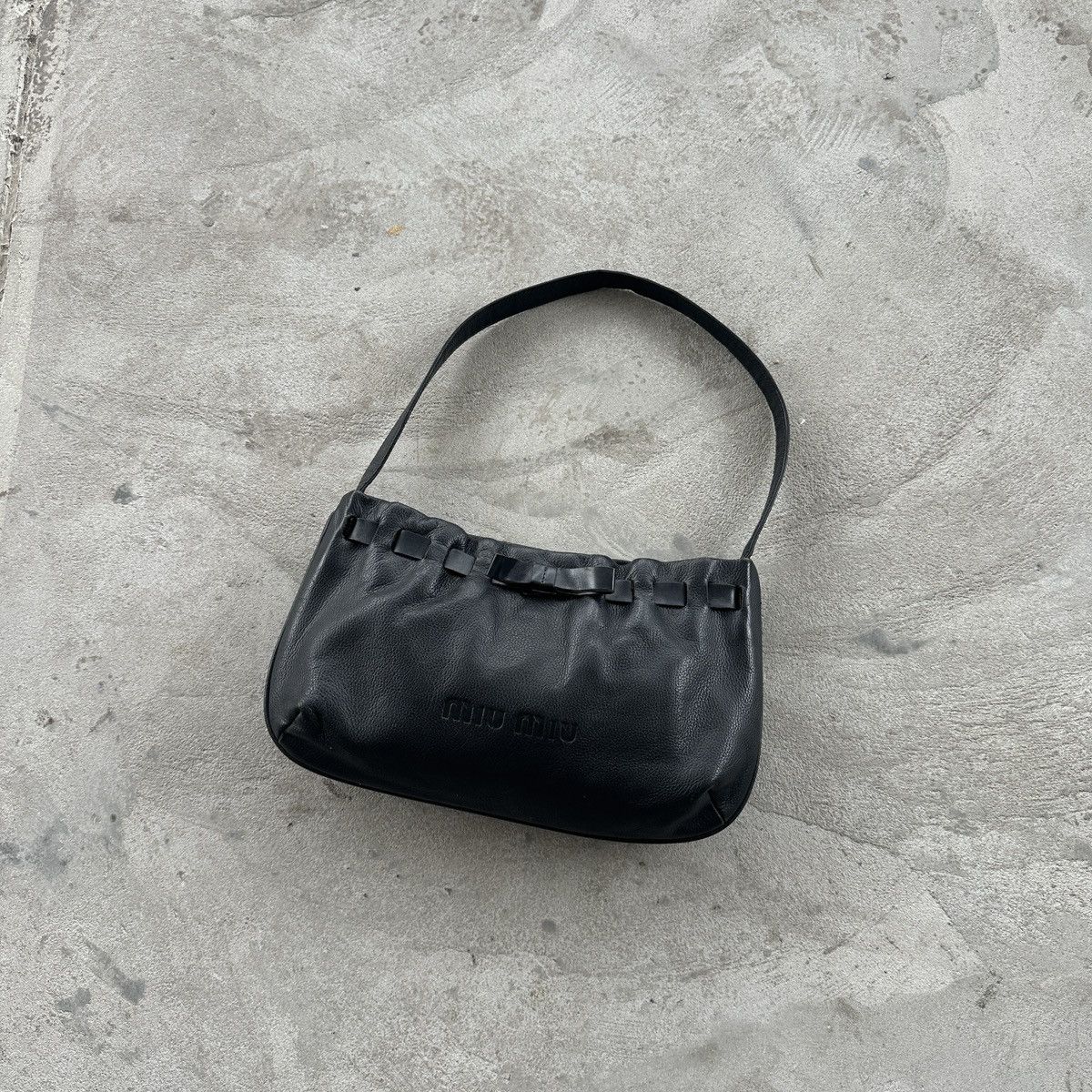 Miu Miu Vintage Miu Miu Black Leather Shoulder Bag Y2K Big Logo OS 