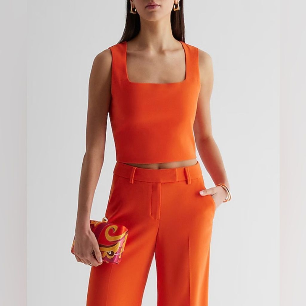 Express NEW with tags (NWT) Express Orange Square Neck Cropped Tank Size XL / US 12-14 / IT 48-50 - 2 Thumbnail
