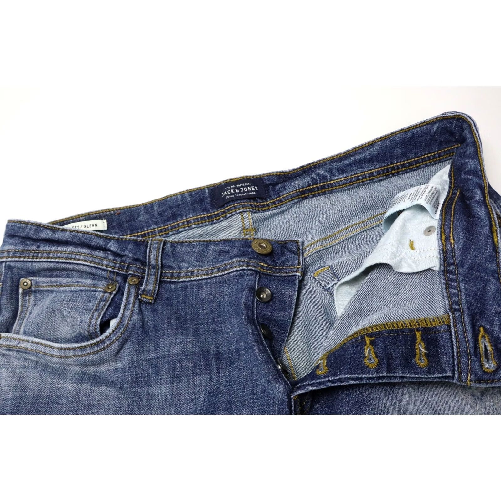 Jack & Jones JACK & JONES Glenn Slim Fit Jeans Men's W34/L32 Blue Distressed Faded Whiskers Jeans Slim W34 L32 Blue Distressed Whiskers Mens Size US 34 / EU 50 - 4 Thumbnail