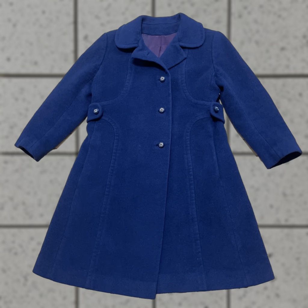 Vintage VINTAGE Trench Coat Women M Blue Stevens Forstmann Fabric vtg Mod 60s Heavyweight Wool Trench Coat Womens Blue 1960s Overcoat Wool Size M / US 6-8 / IT 42-44 - 1 Thumbnail