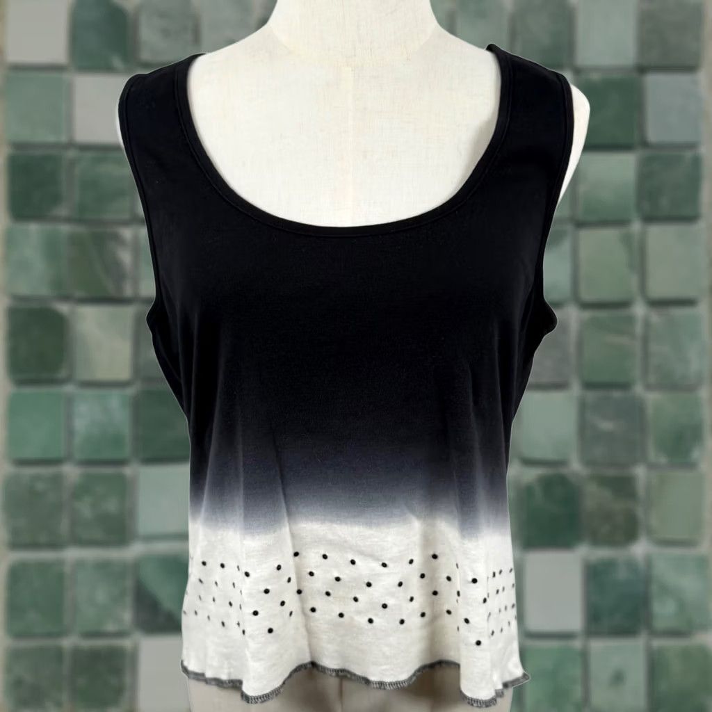 Vintage EUC Calvin Klein Tank Top Black White Ombre Dip-Dye Laser Cut Y2K Girls Womens XL Tank Top Skeptic? Size XL / US 12-14 / IT 48-50 - 1 Thumbnail