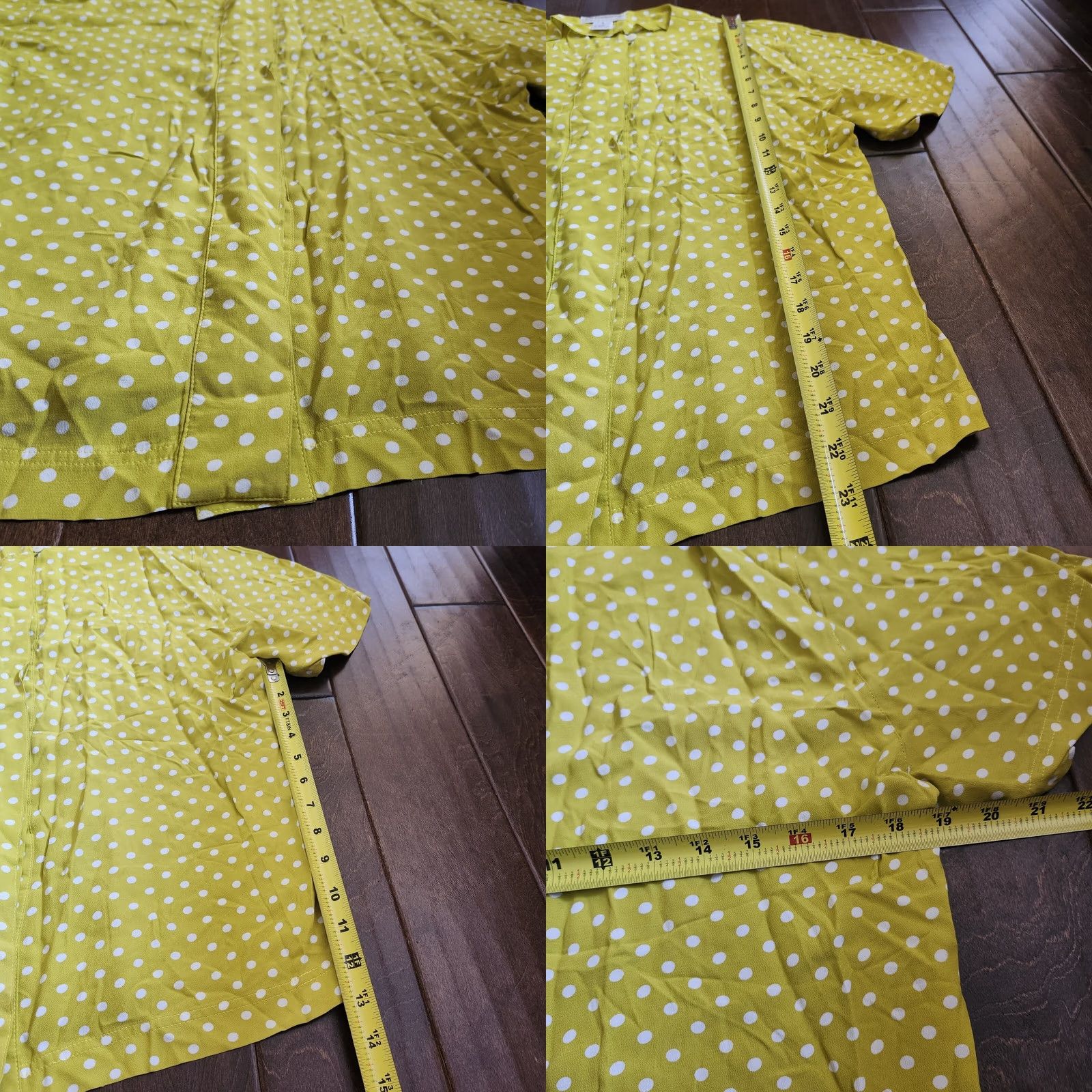 Liz Claiborne Liz Claiborne Collection Blouse Women's Short Sleeve Yellow Polka Dot Pullover Size 8 Quiet Colorful Casual Travel Spring Summer Fall Regular Womens Size M / US 6-8 / IT 42-44 - 8 Thumbnail