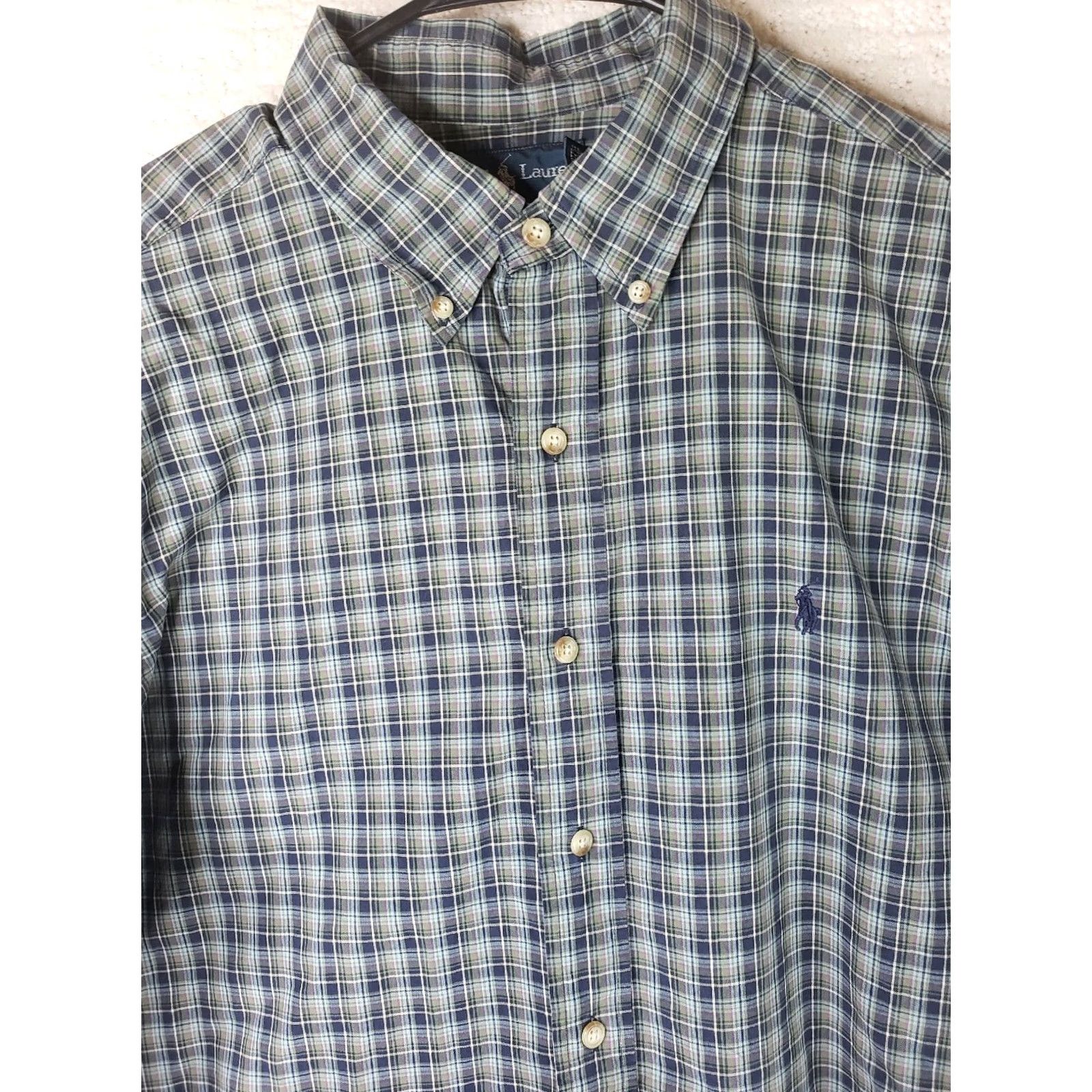 Ralph Lauren Ralph Lauren Shirt Button-Up Plaid Green Blue Cotton Pony Preppy Mens Large Regular Fit XL Size US XL / EU 56 / 4 - 3 Thumbnail