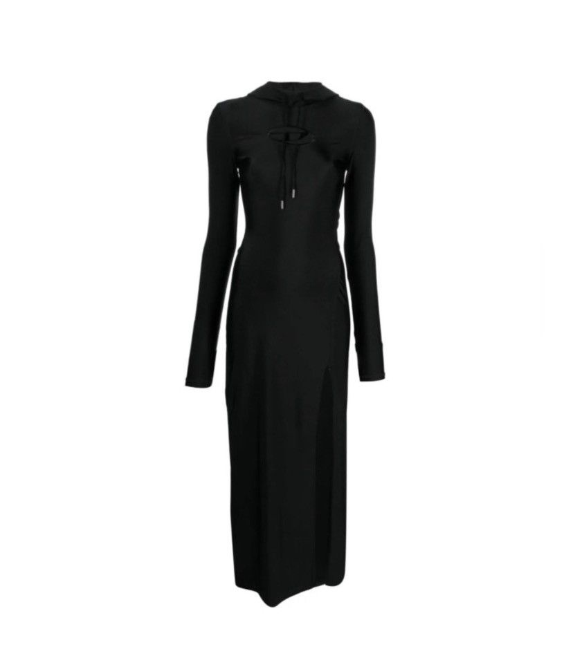 image of Diesel Logo-Patch Hooded Dress (Black), Women's (Size Medium)