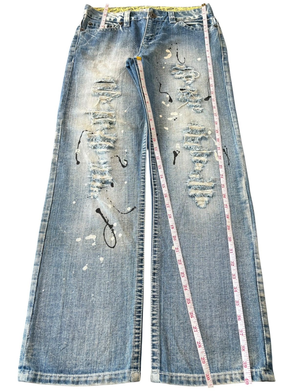 If Six Was Nine Vintage Japanese Brand Painted Distressed Baggy Jeans Size US 31 - 7 Thumbnail