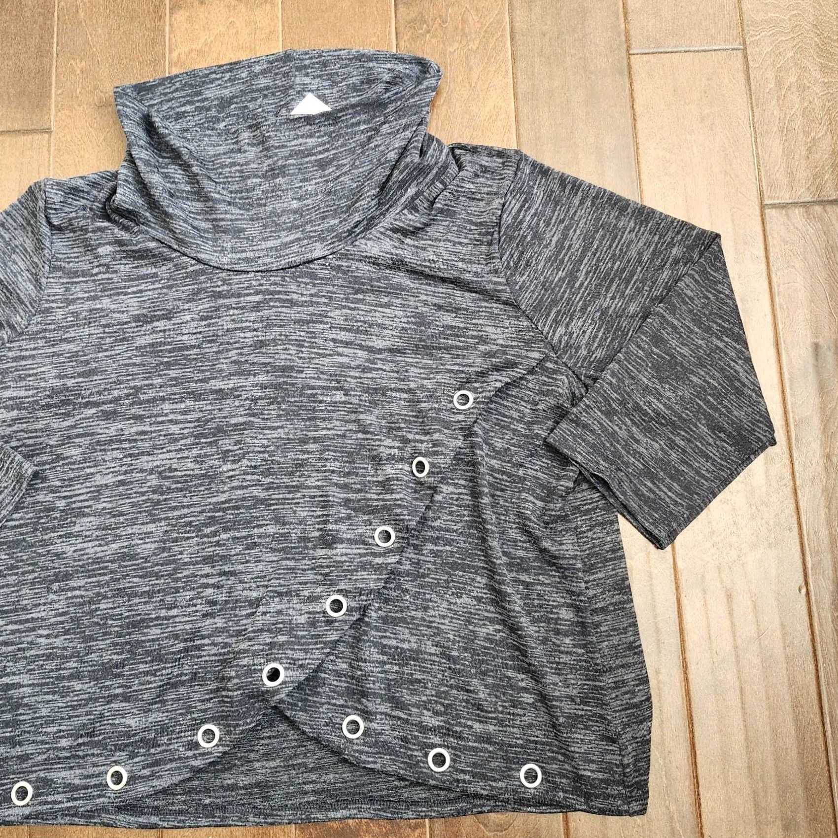 Vintage NY Collection Women's Gray Heathered Cross Over Cowl Neck Blouse - Size 3X Size XXL / US 16-18 / IT 52-54 - 4 Thumbnail