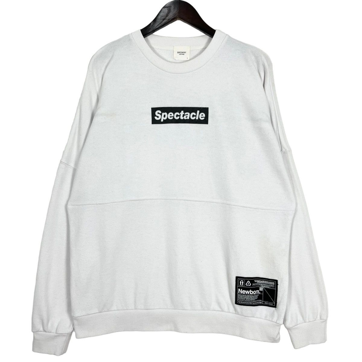 image of Hypebeast Browny Vintage Spectacle Back Zipper Sweatshirt in White, Men's (Size Large)