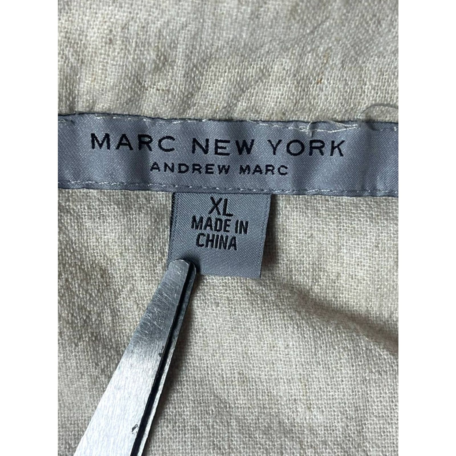 Vintage Marc New York Linen Blend Jacket Drawstring Women Beige XL Mid-Length Long Sleeve Zip Pocket 80s 90s Bohemian Classic Linen blazer Size XL / US 12-14 / IT 48-50 - 6 Thumbnail