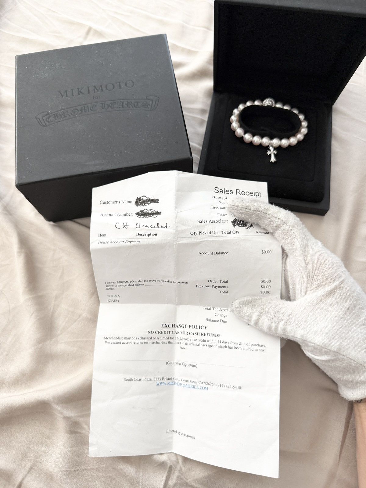 Chrome Hearts RARE! Chrome Hearts Mikimoto White Pearl Bracelet Size ONE SIZE - 3 Thumbnail