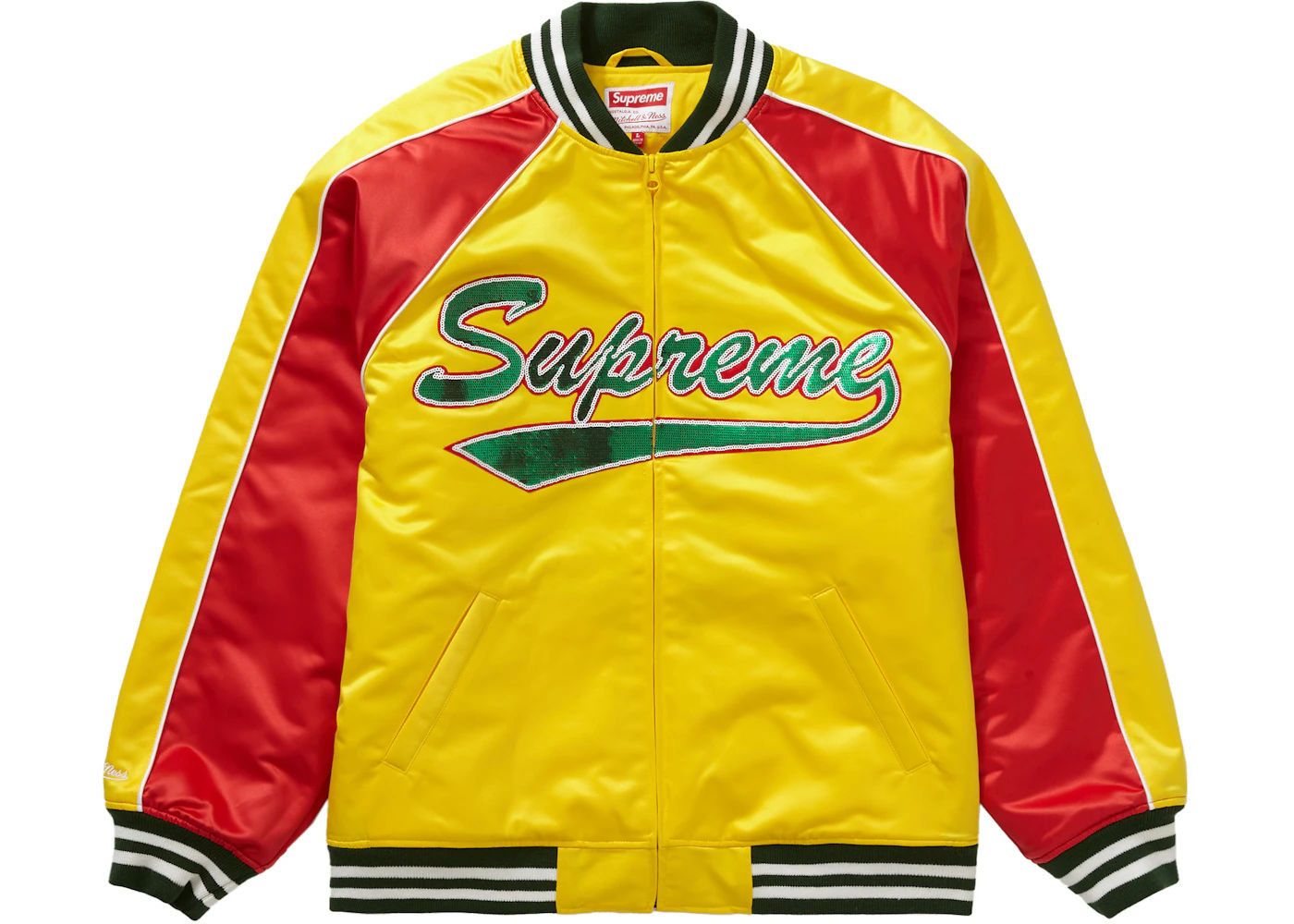 Supreme Mitchell & Ness Sequin Logo Varsity Jacket Gold Size US XL / EU 56 / 4 - 1 Thumbnail