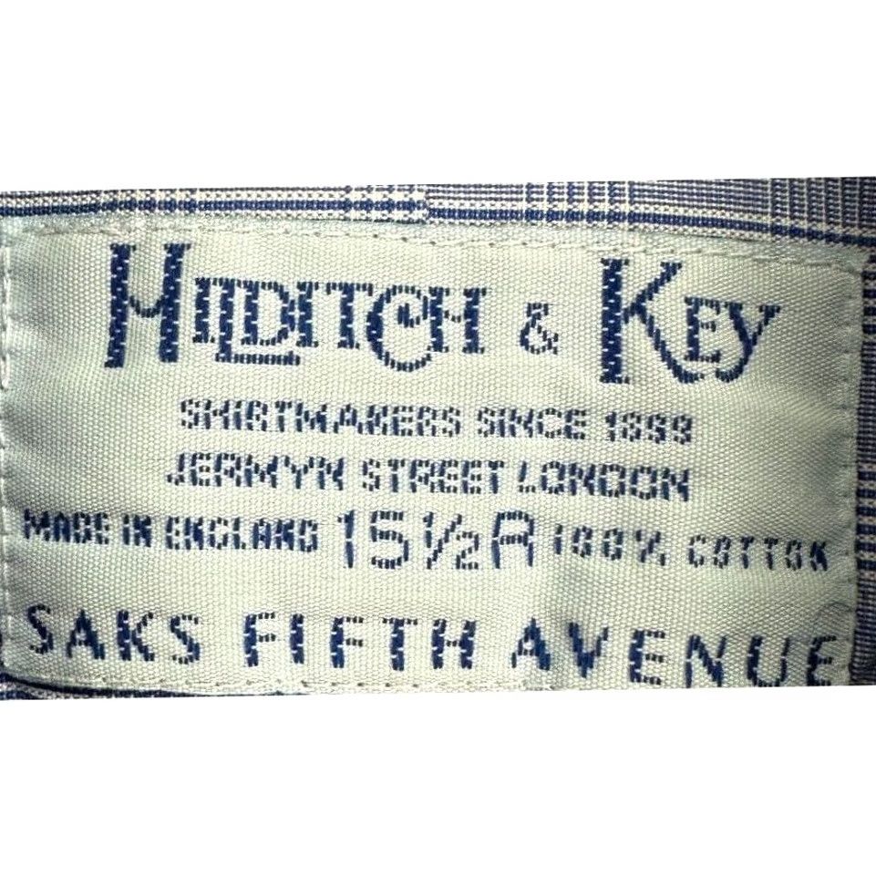 Vintage Hilditch & Key Dress Shirt Mens 15.5R Light Blue Plaid Long Sleeve Button Up Shirt Size 42R - 4 Thumbnail