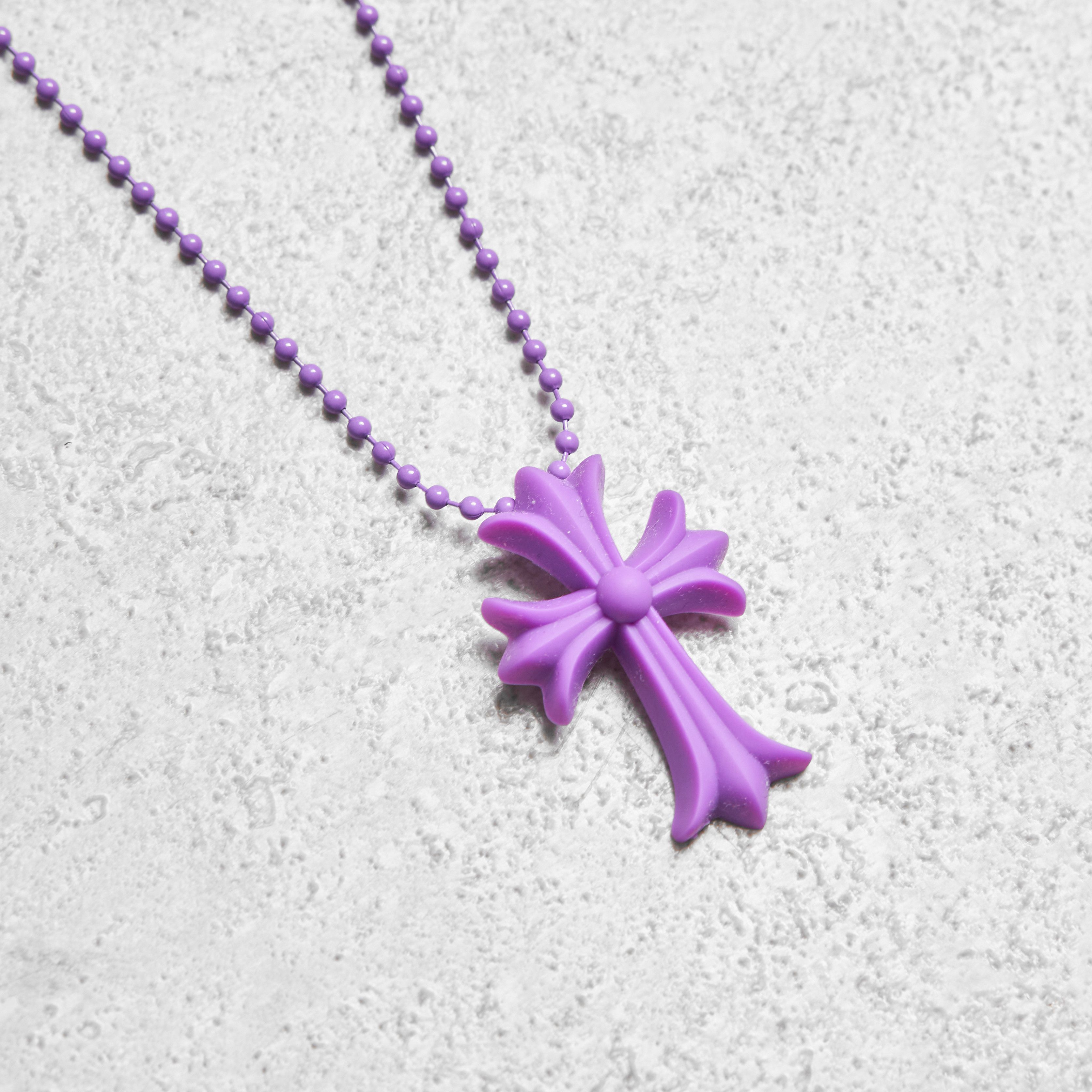 Chrome Hearts Chrome Hearts Silicrome Cross Necklace Purple Size ONE SIZE - 4 Thumbnail