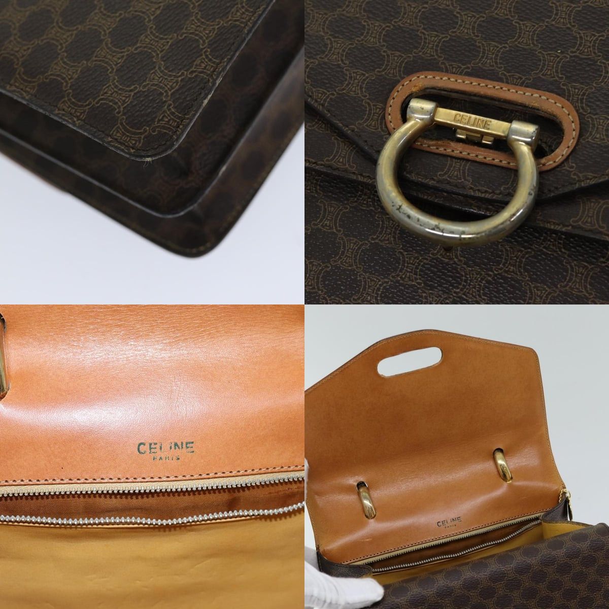 Celine CELINE Macadam Canvas Hand Bag Pvc Brown Size ONE SIZE - 11 Thumbnail