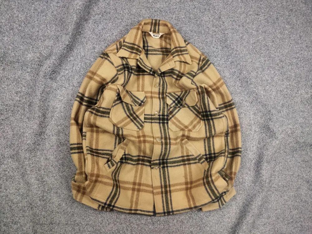 Vintage 60's Woolrich USA Plaid Wool Coat Pocket Jacket