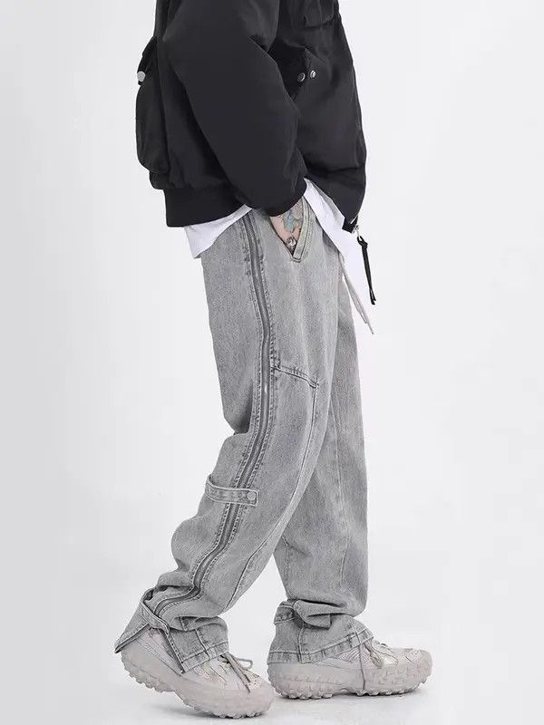 VIBE Distressed washed side zip micro-flare jeans Size US 32 / EU 48 - 5 Thumbnail