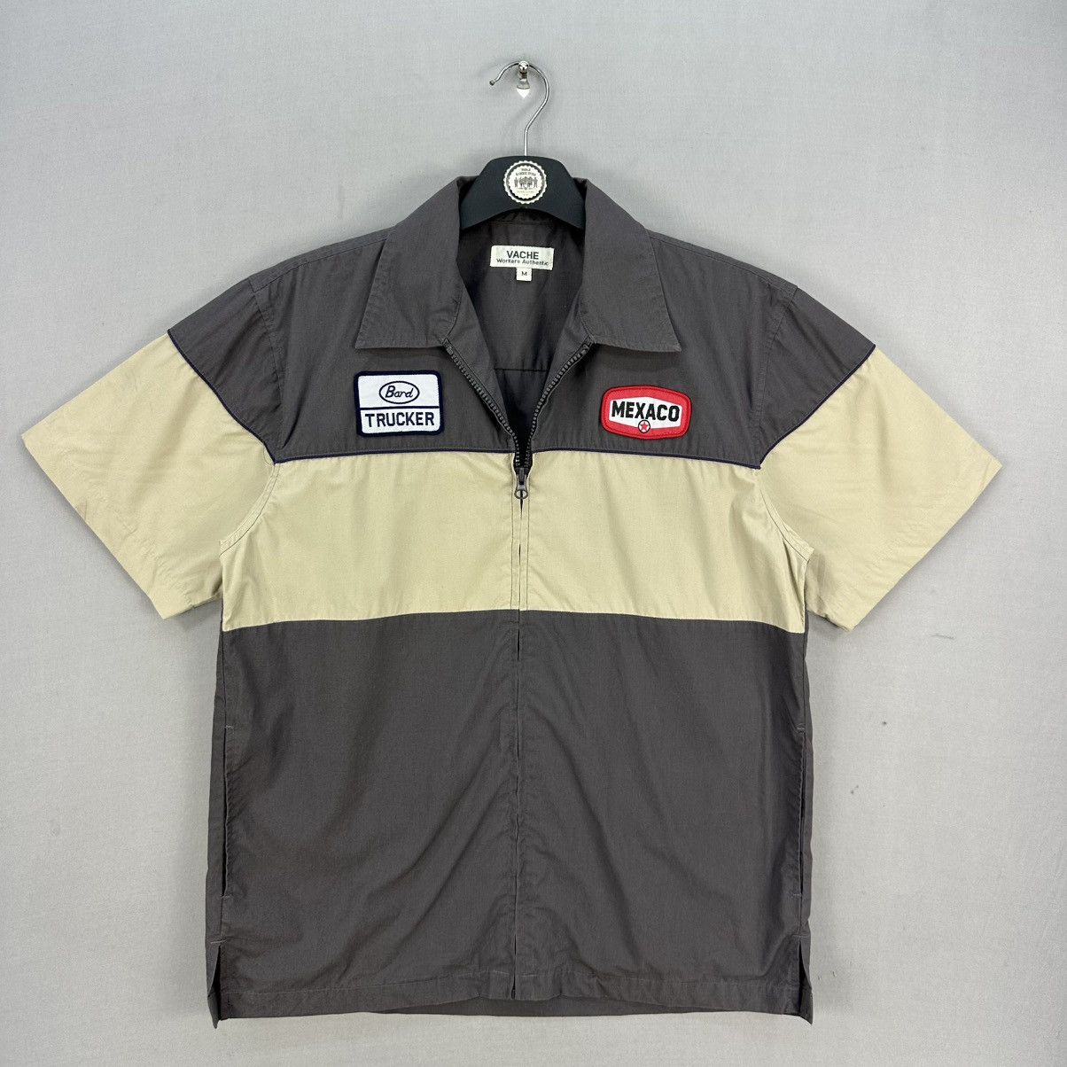 Vintage 90's Workshirt Zip up Two Tone Color by Vache