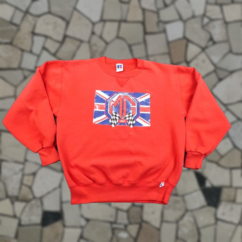 Russell Athletic VINTAGE Russell Athletic Sweatshirt M Red 90s Concours of Elegance Logo Graphic Print Mens Shirt Pullover Fabric Cotton Polyester Fleece Size US M / EU 48-50 / 2 - 1 Thumbnail