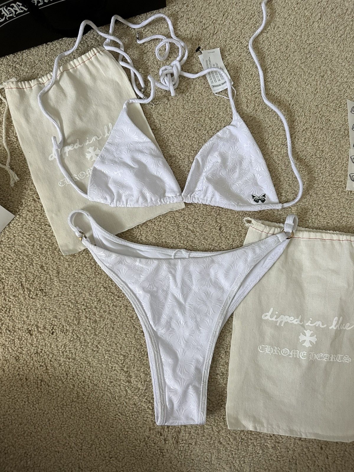 Chrome Hearts Chrome Hearts x Dipped in Blue Bikini Set White | Grailed