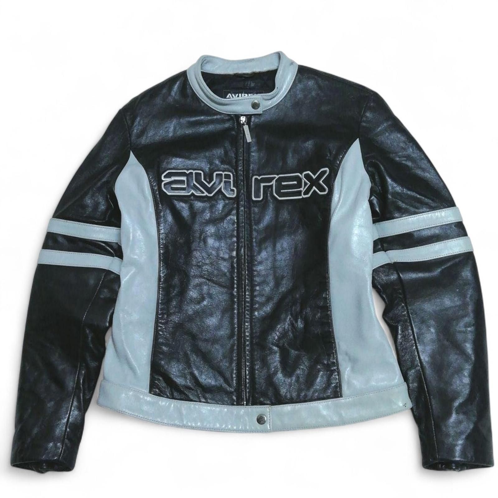 Avirex Avirex - Motorcycle Leather Jacket Black Light Blue Size ONE SIZE - 2 Thumbnail