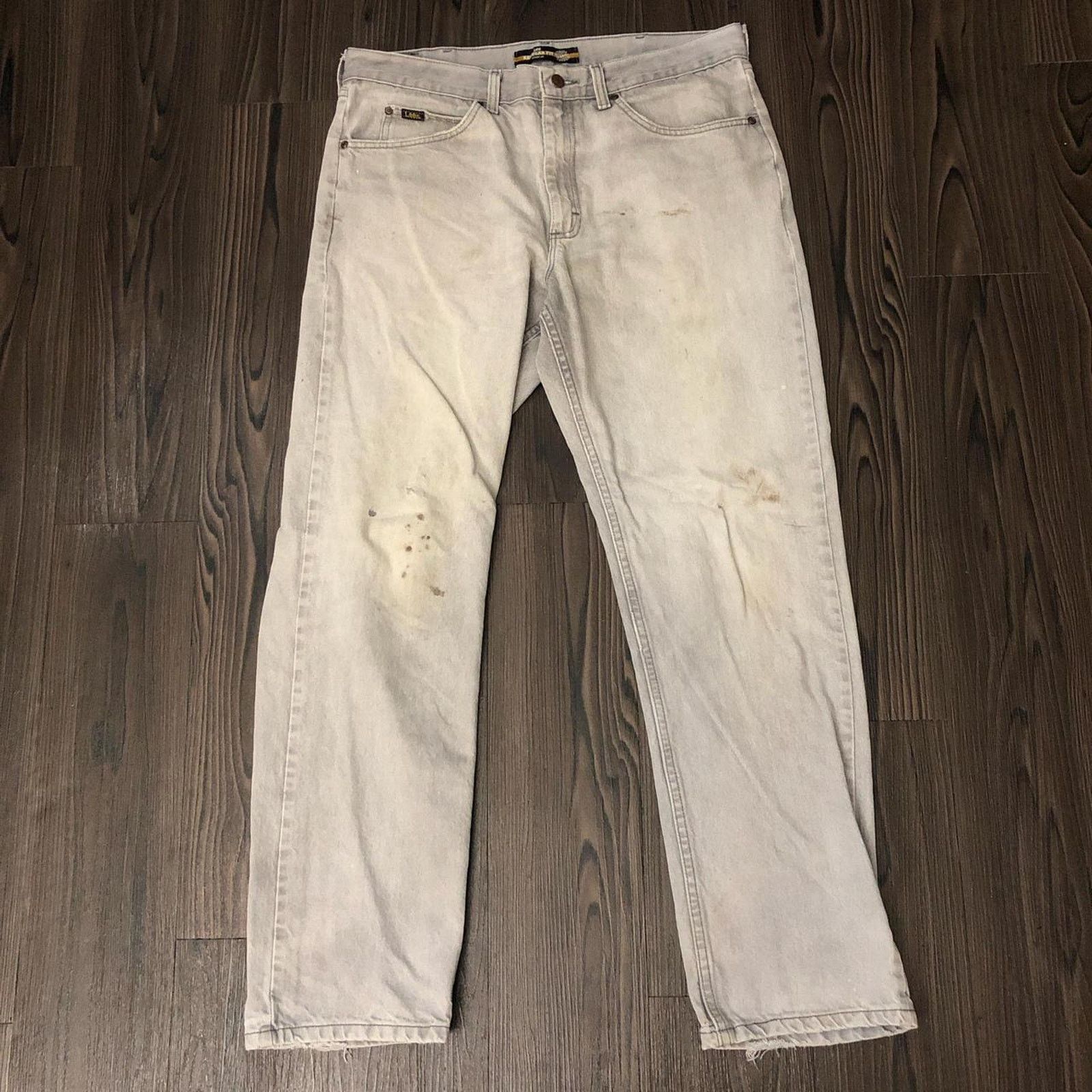 Lee Men’s Grey Distressed Lee Pants | 36x32 Size US 36 / EU 52 - 2 Thumbnail