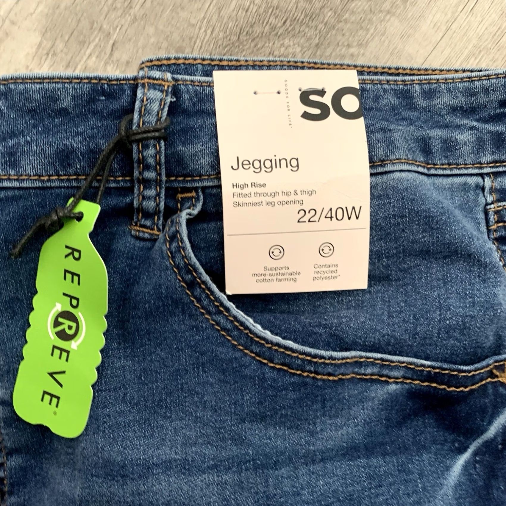 Vintage SO Jeans Womens Plus 22/40W High Rise Jegging Medium Blue Wash Stretch NEW Size 27" / US 4 / IT 40 - 6 Thumbnail