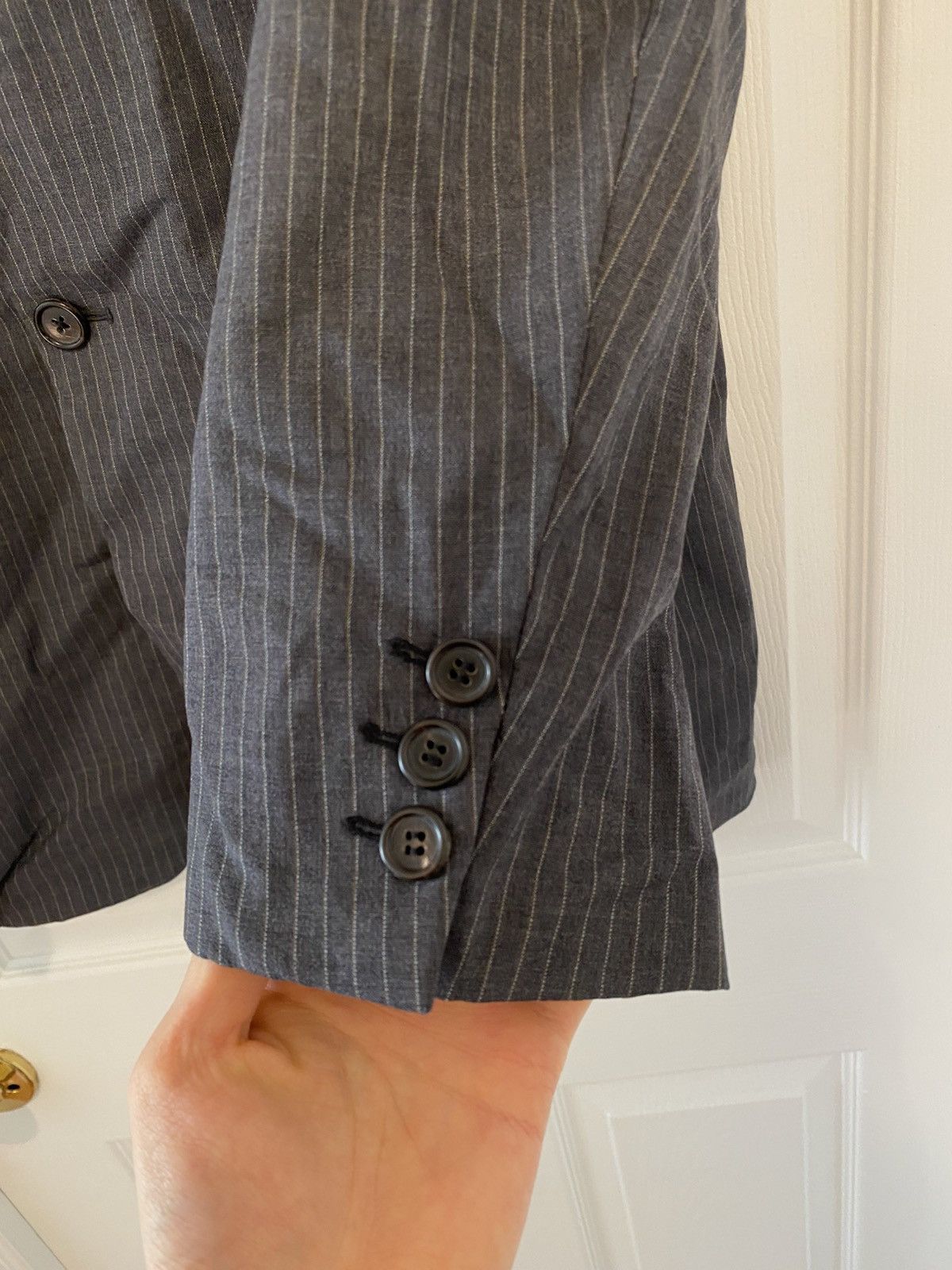 Prada 03aw grey pinstriped wool blazer Size 48R - 3 Thumbnail