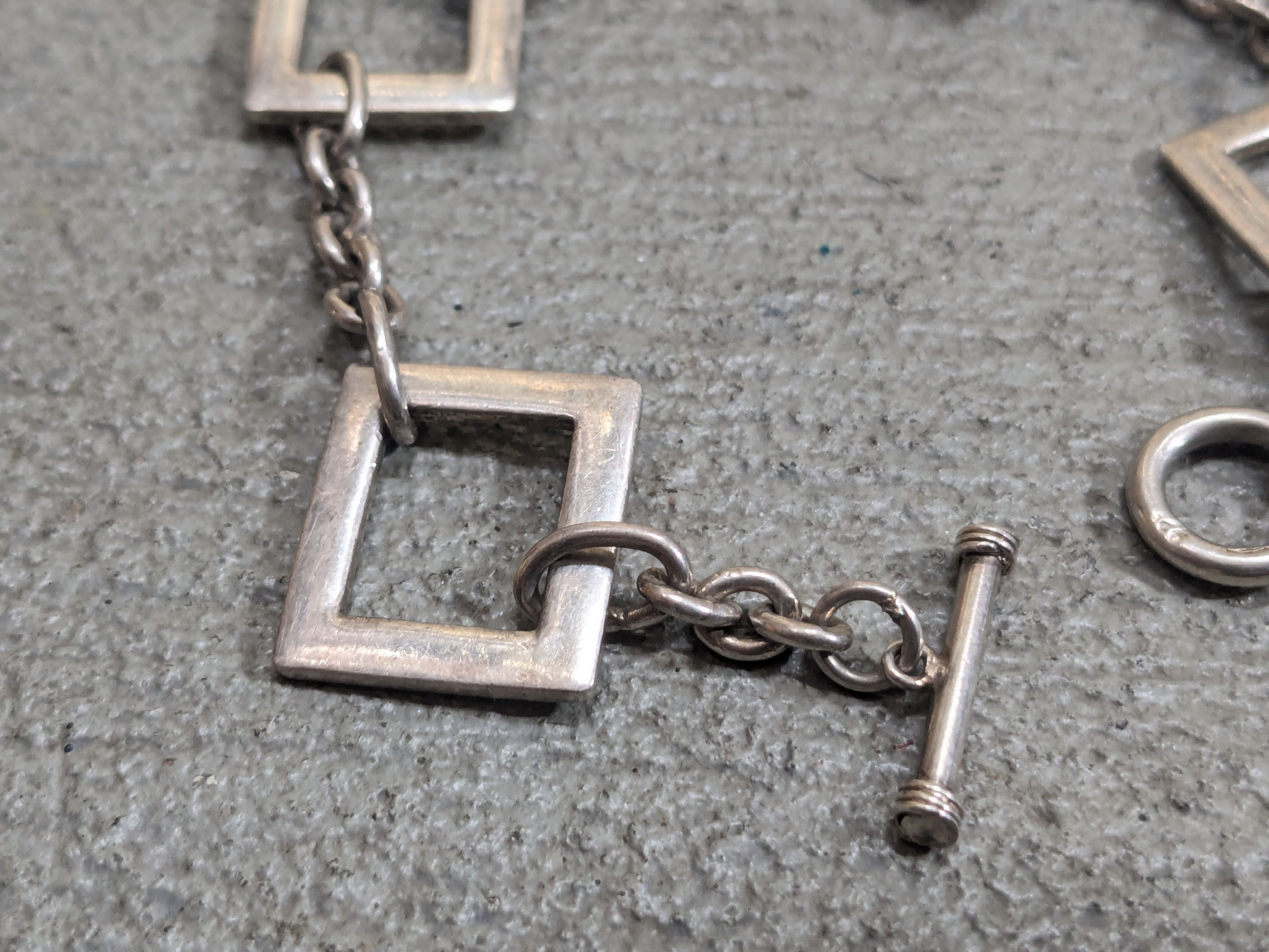Sterling Silver Vintage Sterling Silver Bracelet Square Chain Size ONE SIZE - 2 Thumbnail