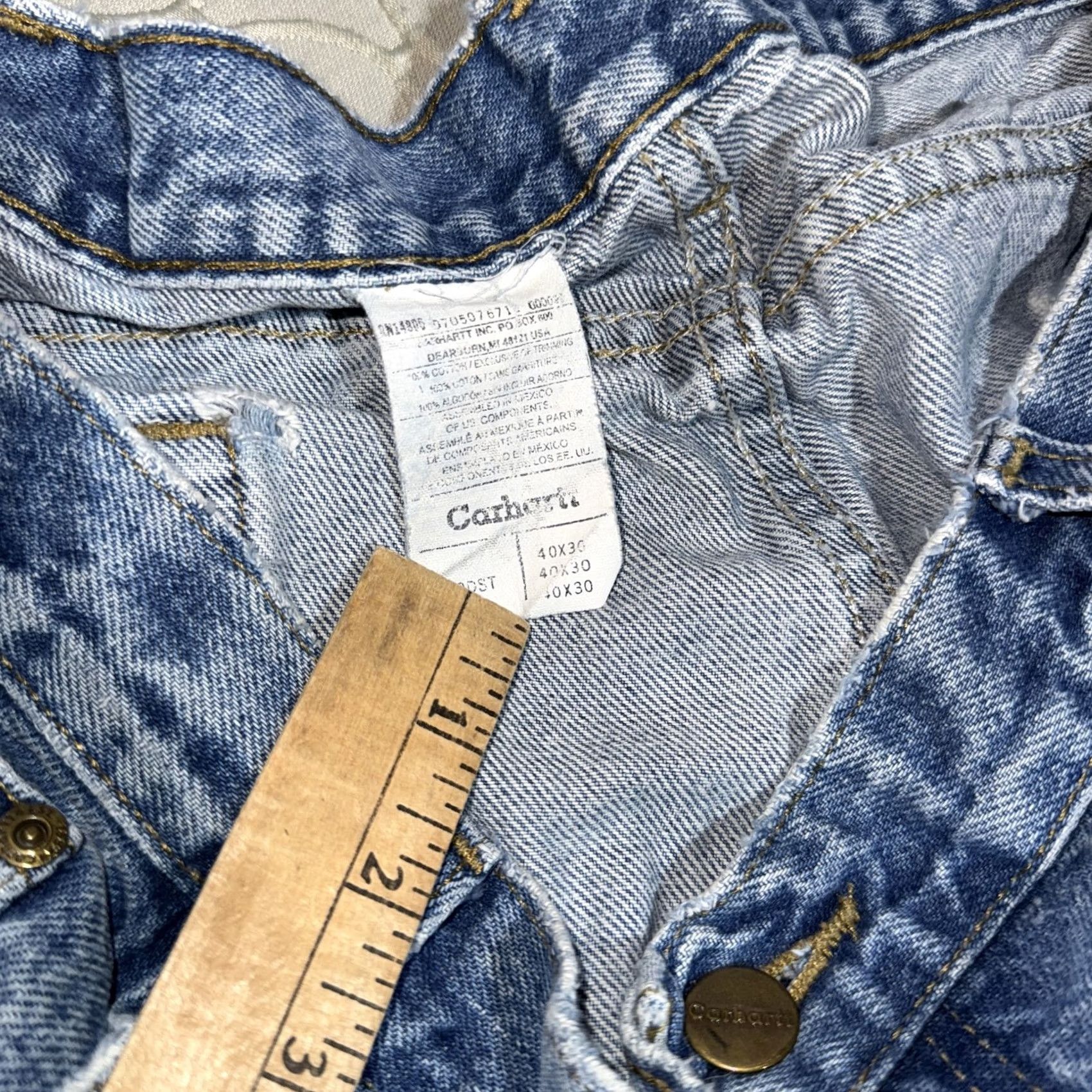 Carhartt Carhartt Jeans Mens 40x30 Blue Denim Relaxed Fit Carpenter Workwear Distressed Size US 40 / EU 56 - 5 Thumbnail