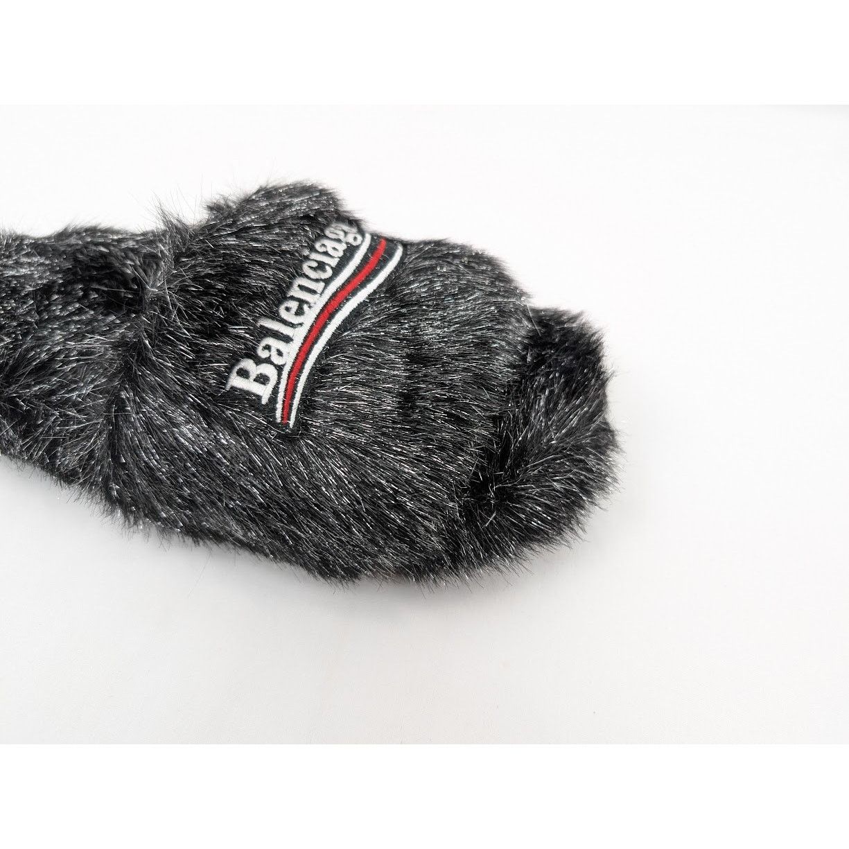 Balenciaga o1rshd1 Furry Slide Metallic in Black/Silver/White/Red Size US 6 / IT 36 - 3 Thumbnail