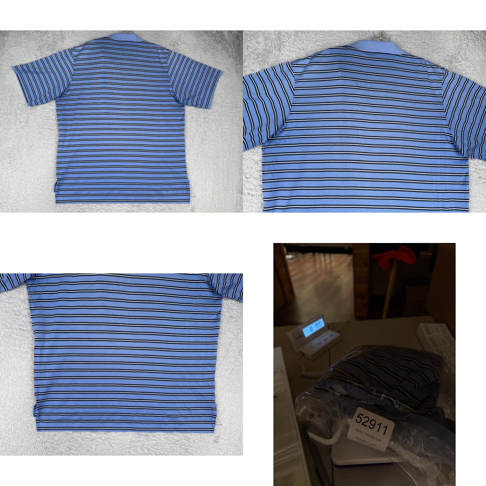 Ralph Lauren VINTAGE Ralph Lauren Polo Golf Shirt Extra Large Blue Stripe 100% Cotton Men Size US XL / EU 56 / 4 - 9 Thumbnail