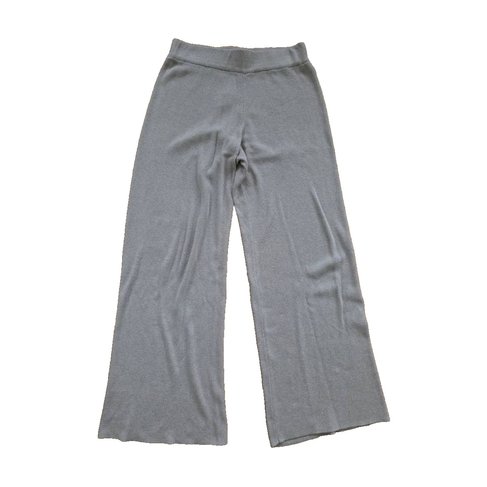 Mango MNG Wide Leg Ribbed knitted Y2K Pants Beige Small A001563 Size 32" / US 10 / IT 46 - 1 Thumbnail