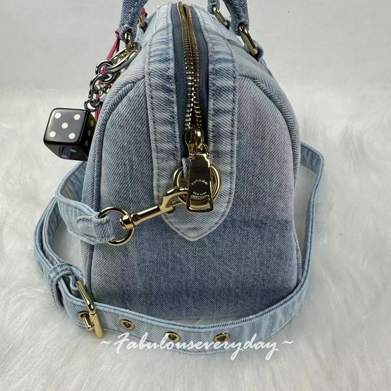 Coach Coach Rowan Satchel Crossbody Loved Denim Charms/Gold/Indigo Size ONE SIZE - 2 Thumbnail