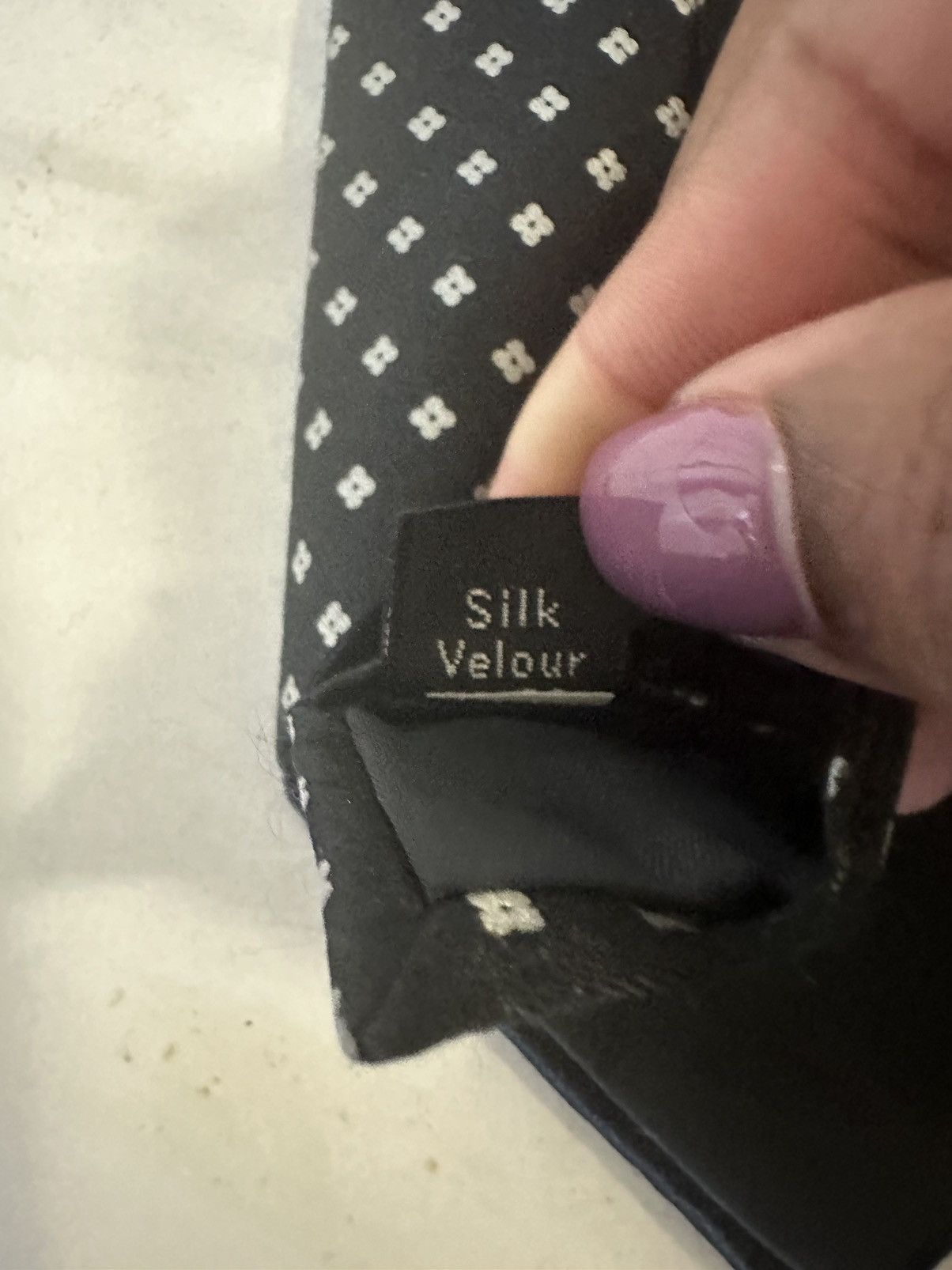 Oscar De La Renta Oscar de la Renta black & silver geometric silk velour tie Size ONE SIZE - 4 Thumbnail