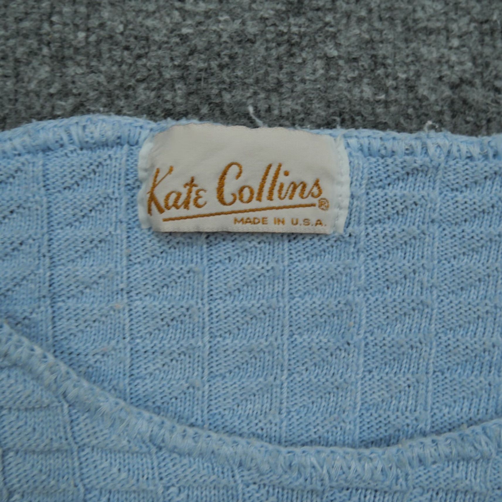 Vintage VINTAGE Kate Collins Kate Williams Sweater 80s Pullover Textured Blue Crew Neck 3/4 Sleeve Womens M Size M / US 6-8 / IT 42-44 - 2 Thumbnail