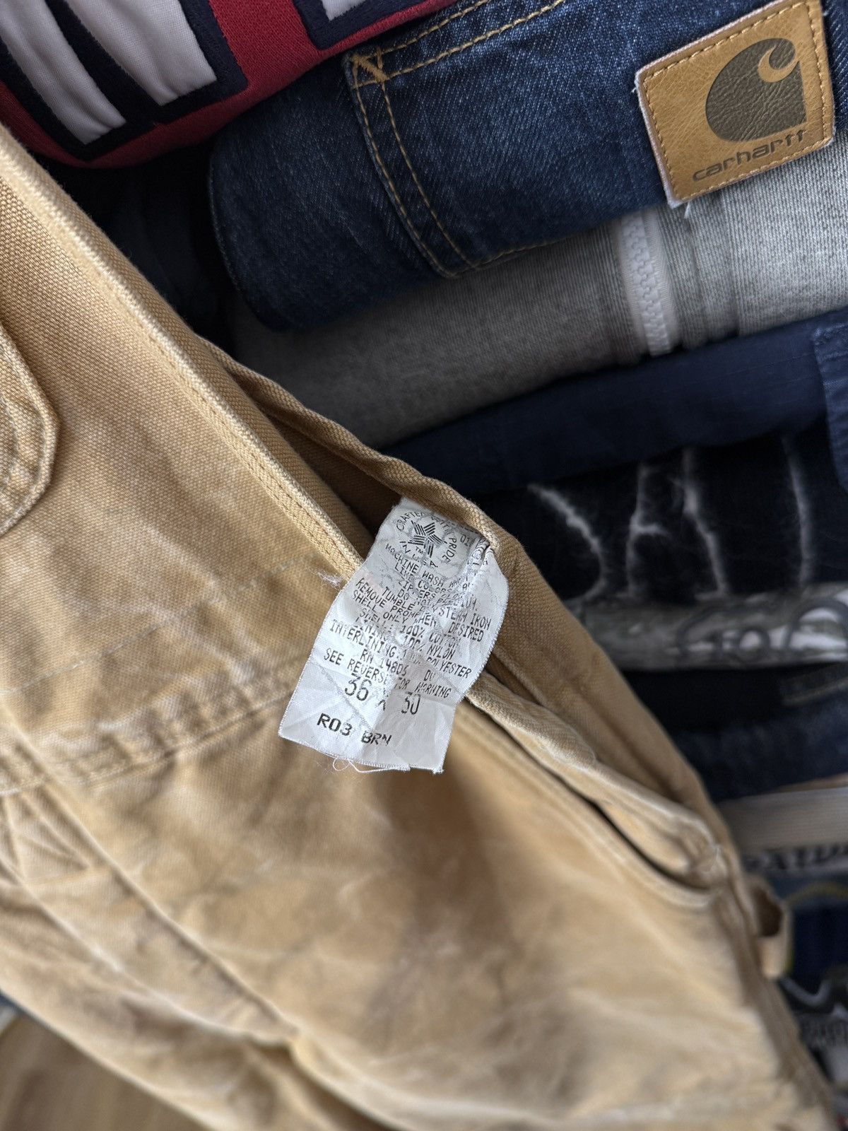 Carhartt Vintage 90s Carhartt Overalls Tan Cotton Canvas Baggy Wide Size US 34 / EU 50 - 10 Thumbnail