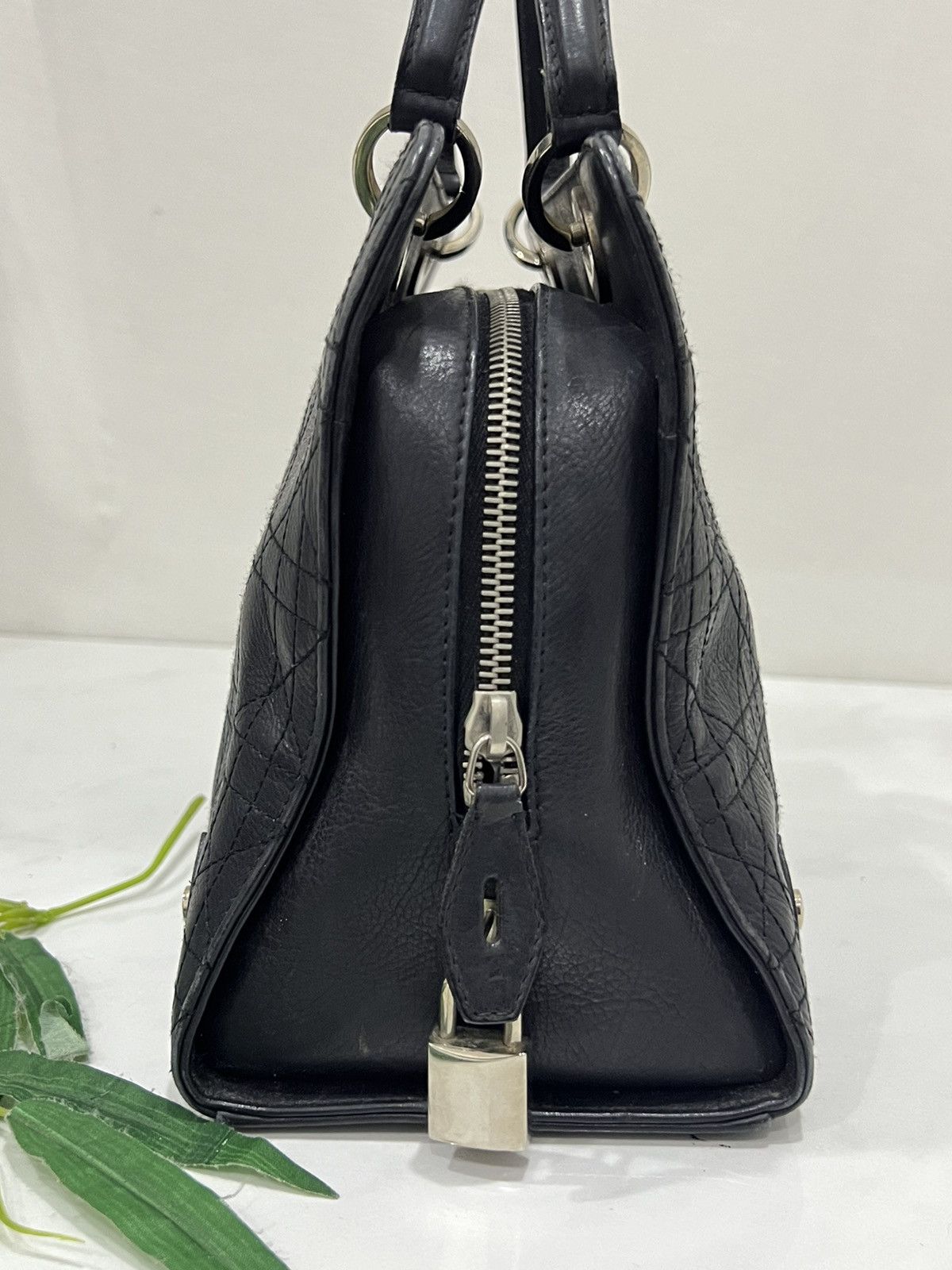Dior Christian Dior Lady cannage handbag leather black Size ONE SIZE - 5 Thumbnail