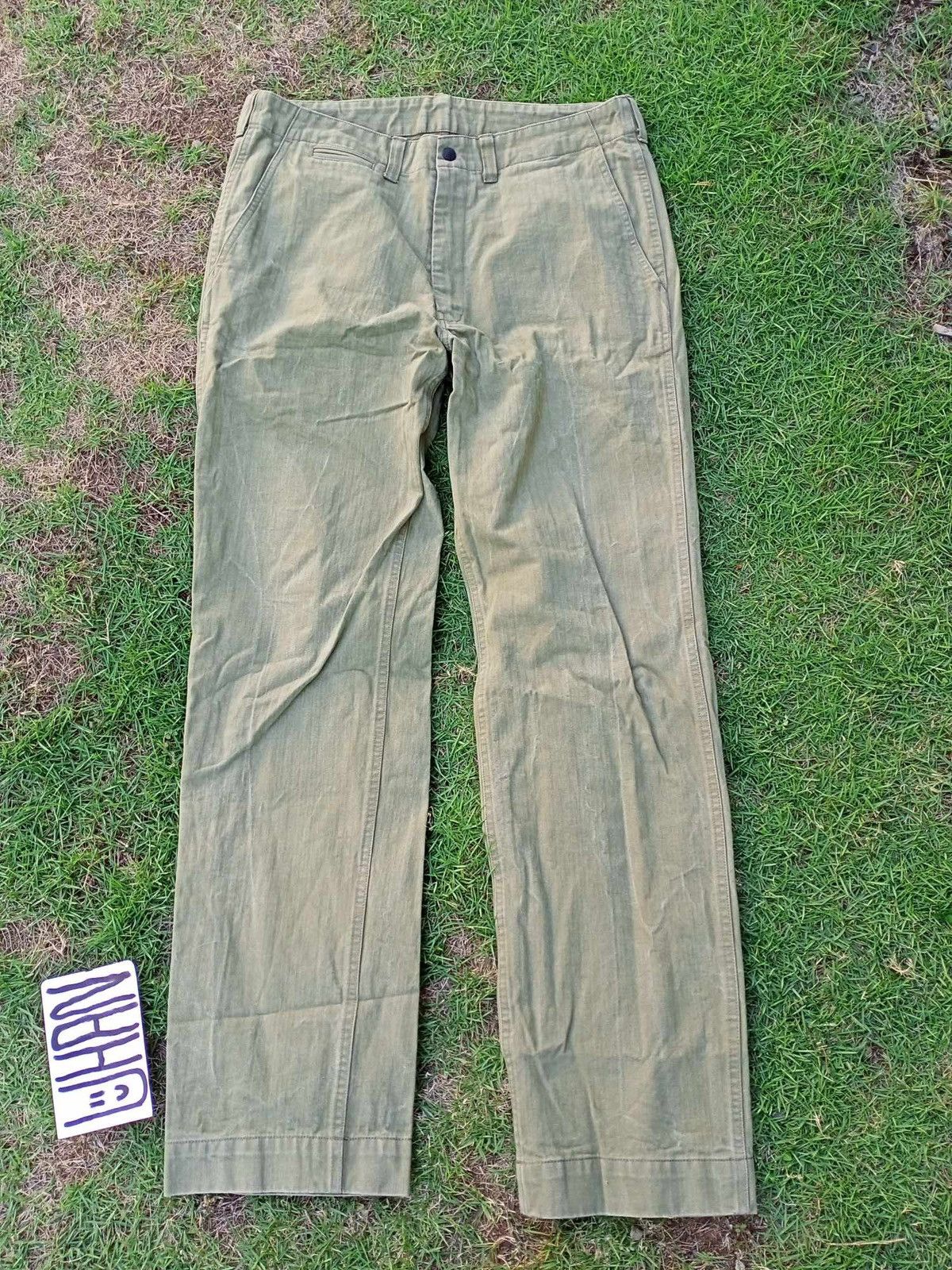 Bape BAPE MODERN EQUIPMENT OLIIVE HERRINGBONE TROUSERS Size US 34 / EU 50 - 1 Thumbnail