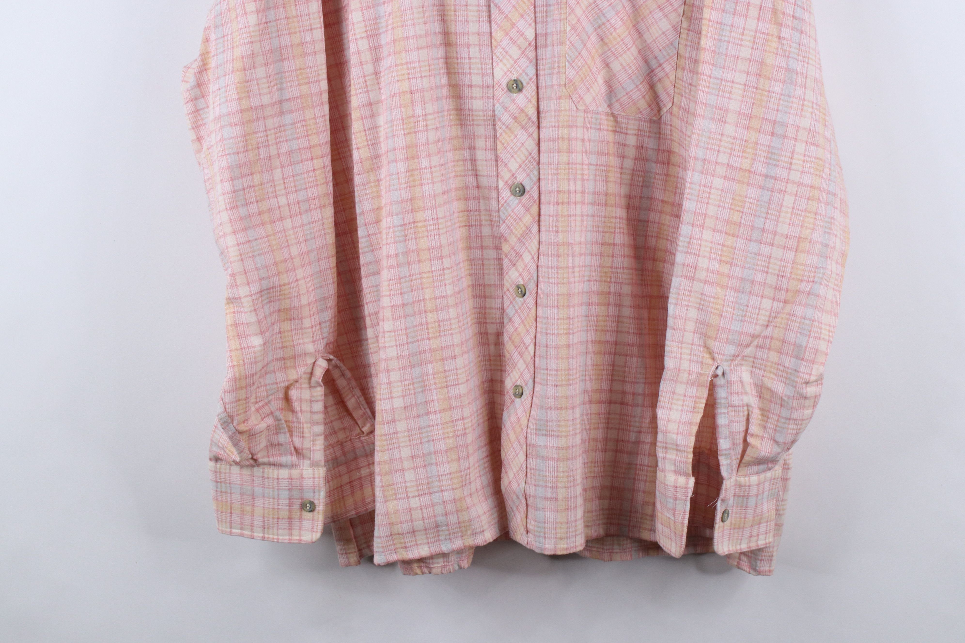 Vintage Vintage 70s Streetwear Pastel Plaid Collared Button Shirt Size US XL / EU 56 / 4 - 3 Thumbnail