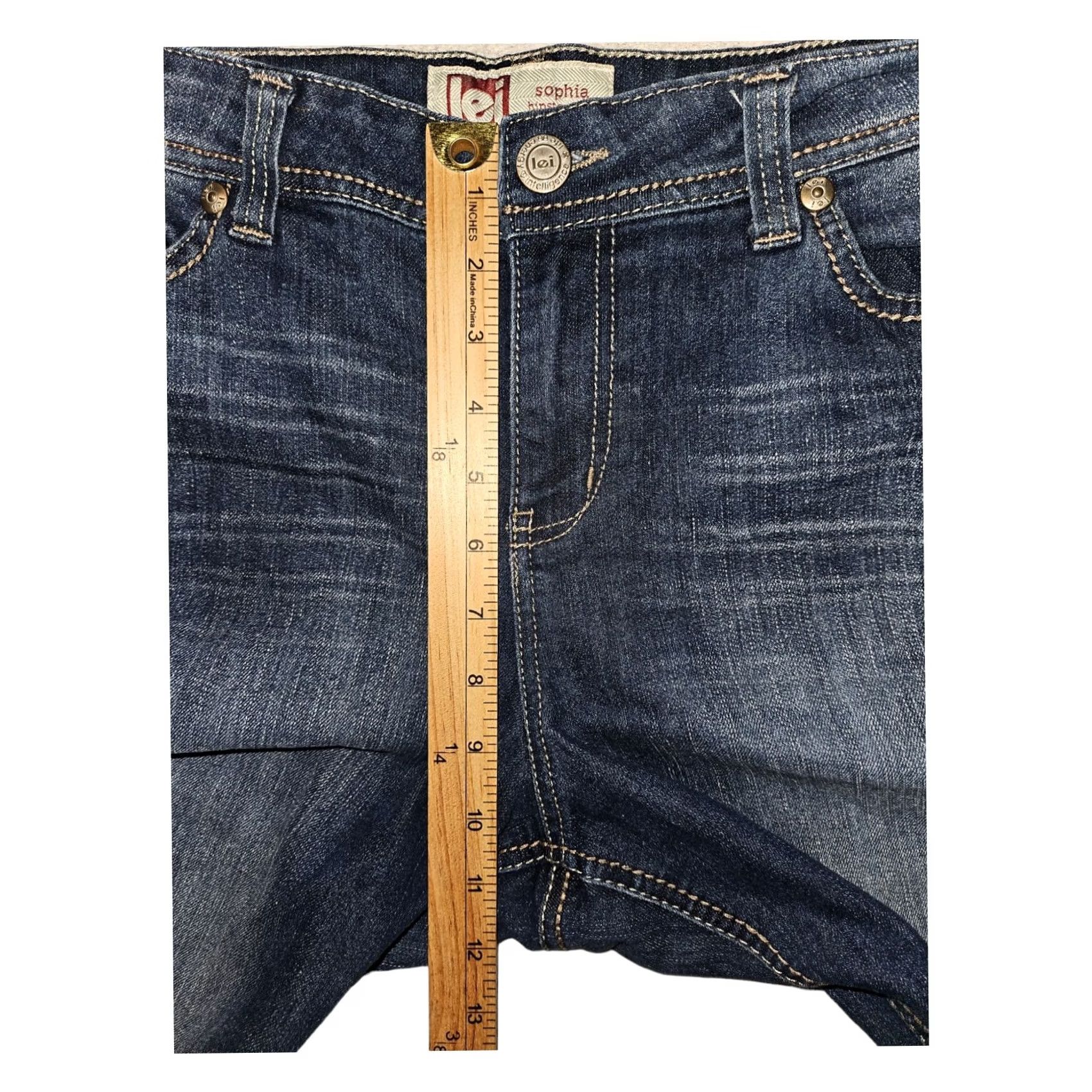 Vintage VINTAGE LEI Sophia Hipster Flare Jeans Women's 17 Short Blue Denim Embroidered Casual Size 38" / US 16 / IT 52 - 5 Thumbnail