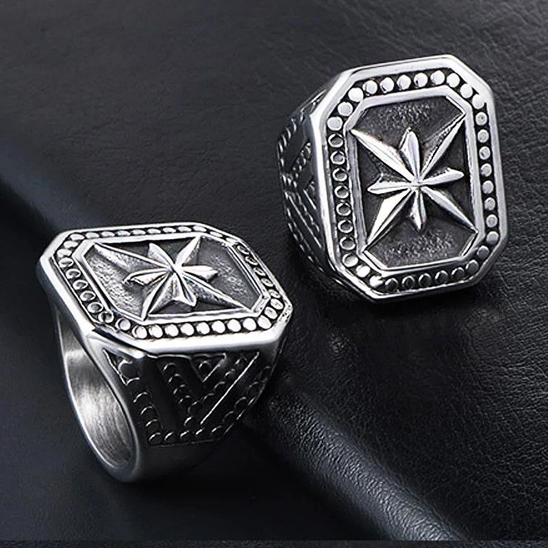 Jewelry Vintage Heavy Metal North Star Signet Ring Size ONE SIZE - 1 Thumbnail