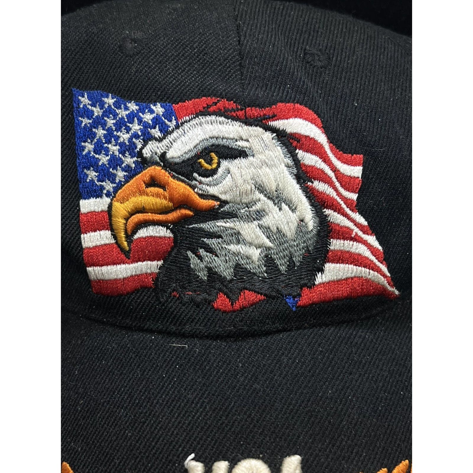 Vintage USA Eagle Hat Cap Strapback One Size Black RWB Adjustable Wool Adult Embroidered Size ONE SIZE - 2 Thumbnail
