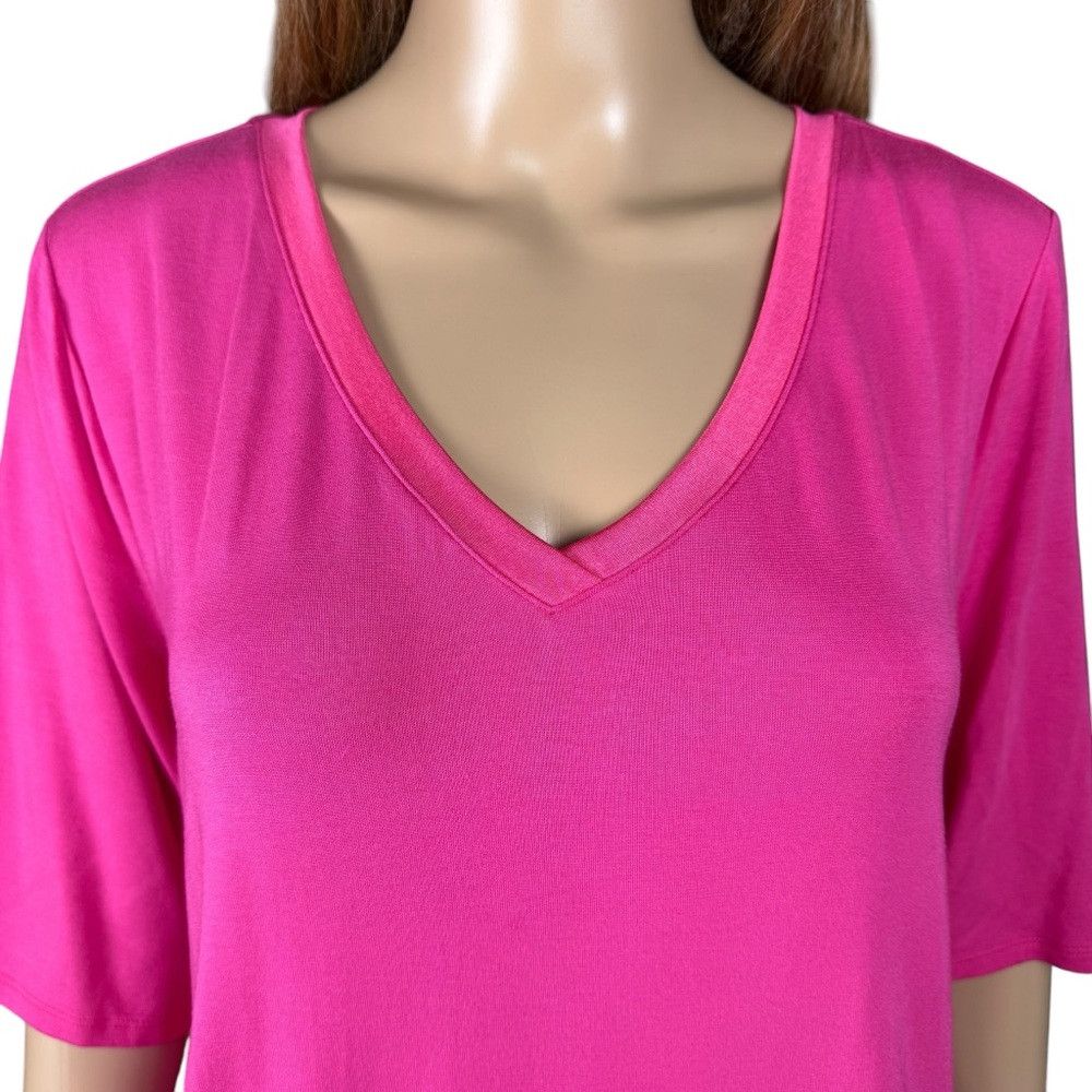 Halston New H by Halston Essentials Pink V-Neck Tunic Top A353391 S Size L / US 10 / IT 46 - 3 Thumbnail