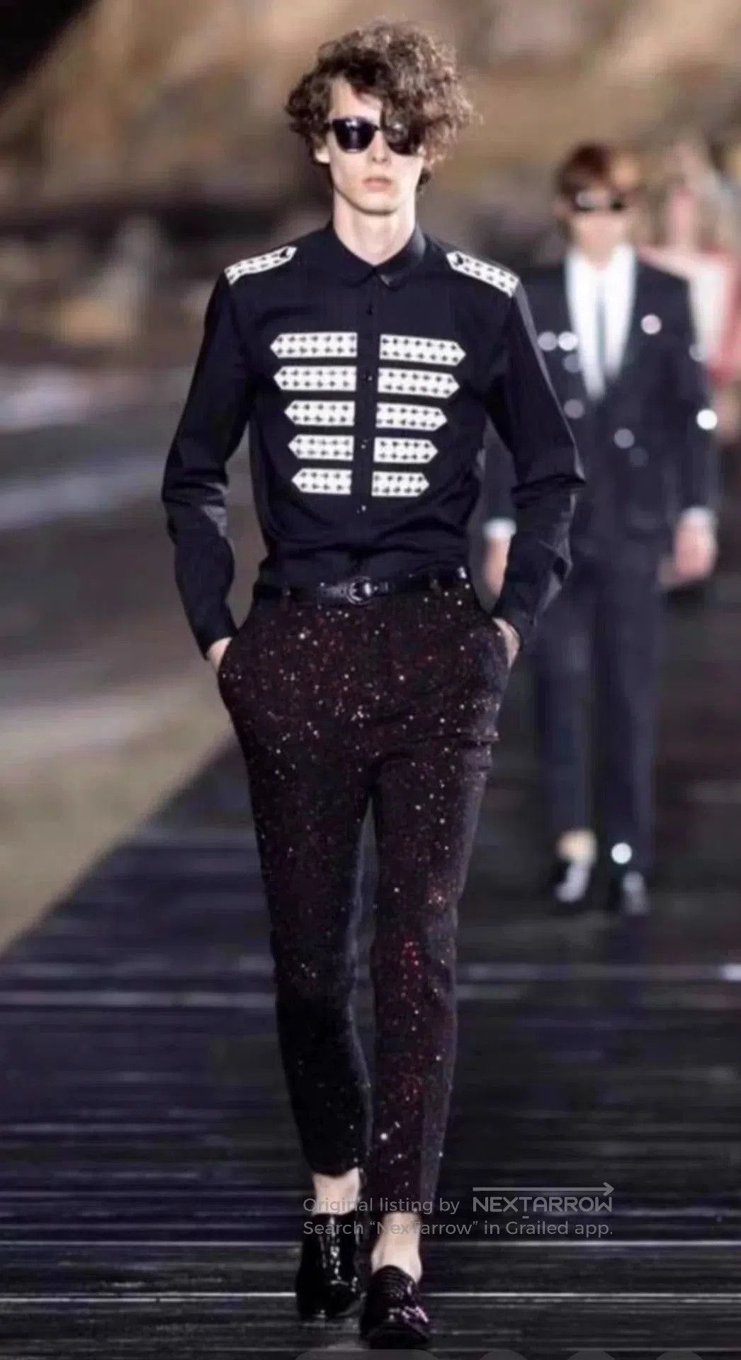 Saint Laurent Paris Saint Laurent YSL Black Striped Military Shirt. Size US M / EU 48-50 / 2 - 1 Thumbnail