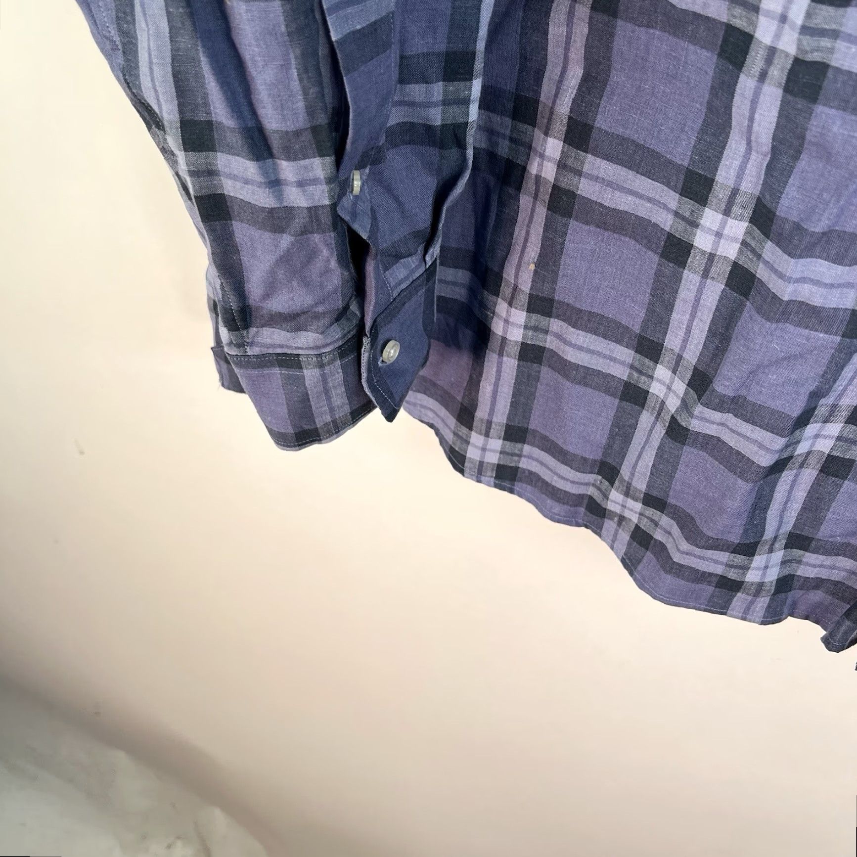 CLOT Proper Cloth Shirt 4XL Adult Blue Plaid Linen Blend Button-Up Shirt Mens Size US XXL / EU 58 / 5 - 4 Thumbnail
