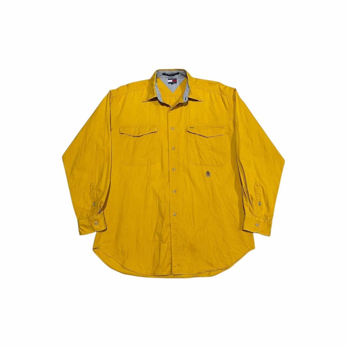 Tommy Hilfiger 🔥Vintage Tommy Hilfiger Shirt Ls Double Pockets Crest Logo Size US L / EU 52-54 / 3 - 4 Thumbnail