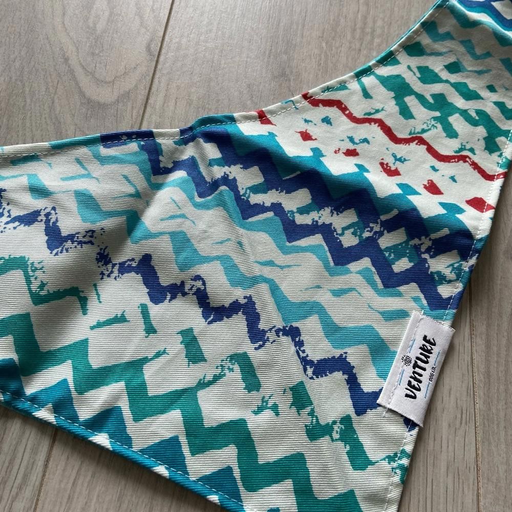 Designer Venture Dog Co Blue Waves and Blue Dot Dog Bandana Size ONE SIZE - 3 Thumbnail